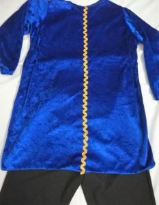 Kids Costumes to Hire - Blue tunic with long sleeves & gold detail & black pants